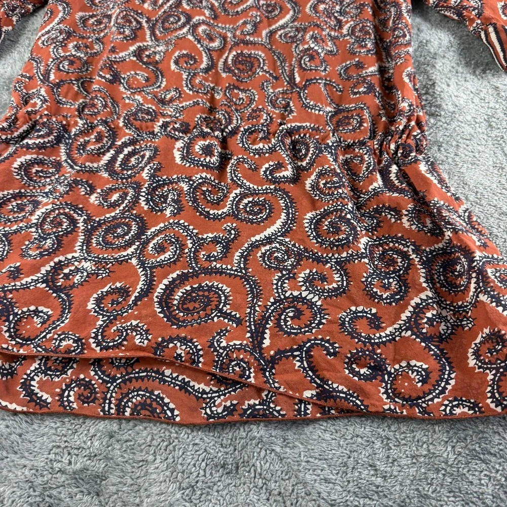 Tory Burch Womens XS Silk Boho Sapello Tunic Paisley Striped Trim 51112639‎